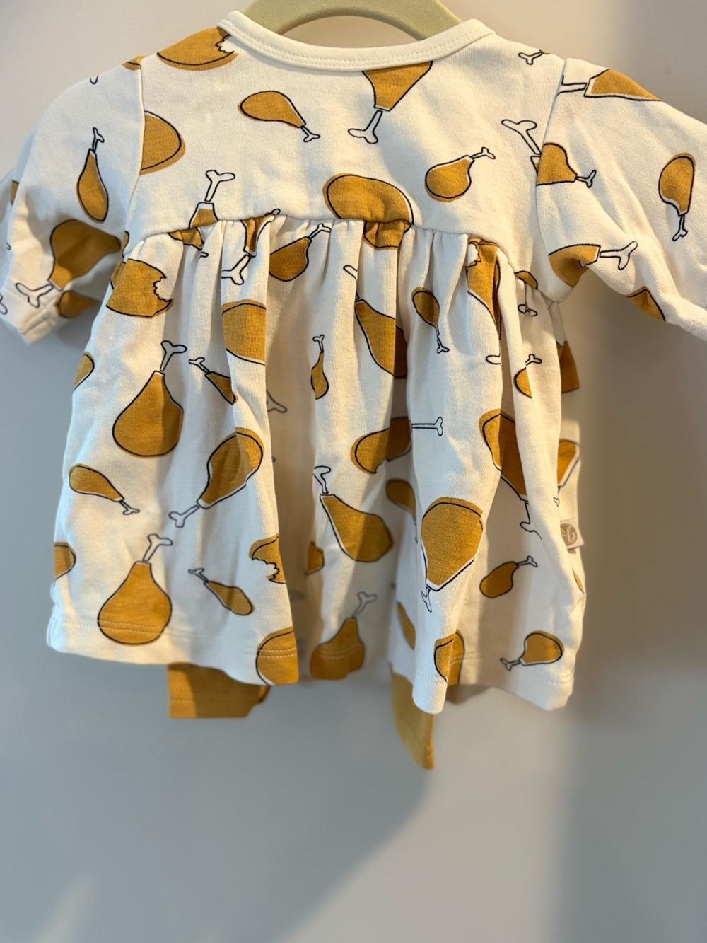 Hallmark White and Mustard Yellow Chicken Drumstick Print Kids Matching Set